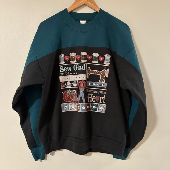 Vintage 1990s Sew Glad to be Homespun at Heart Sewing Crafts Cottagecore - Picture 2 of 9